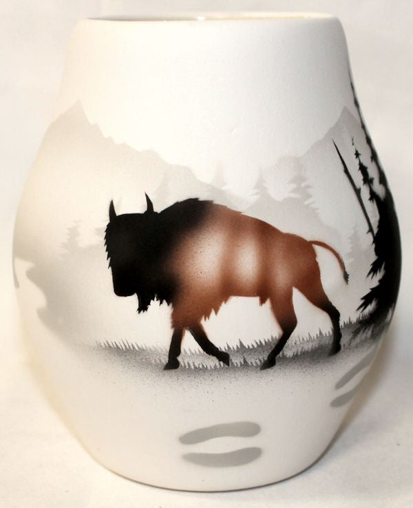 54021 High Country Tracks Buffalo 4 1/2 x 5 1/2 Vase