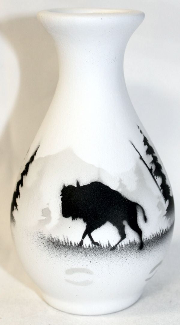 54076 High Country Tracks Buffalo 2 1/2 x 5 Bud Vase