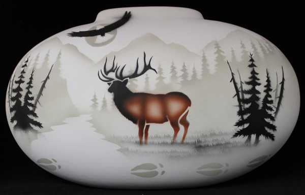 63142 High Country Tracks Elk 16 1/2 x 10 1/2 Pillow Vase