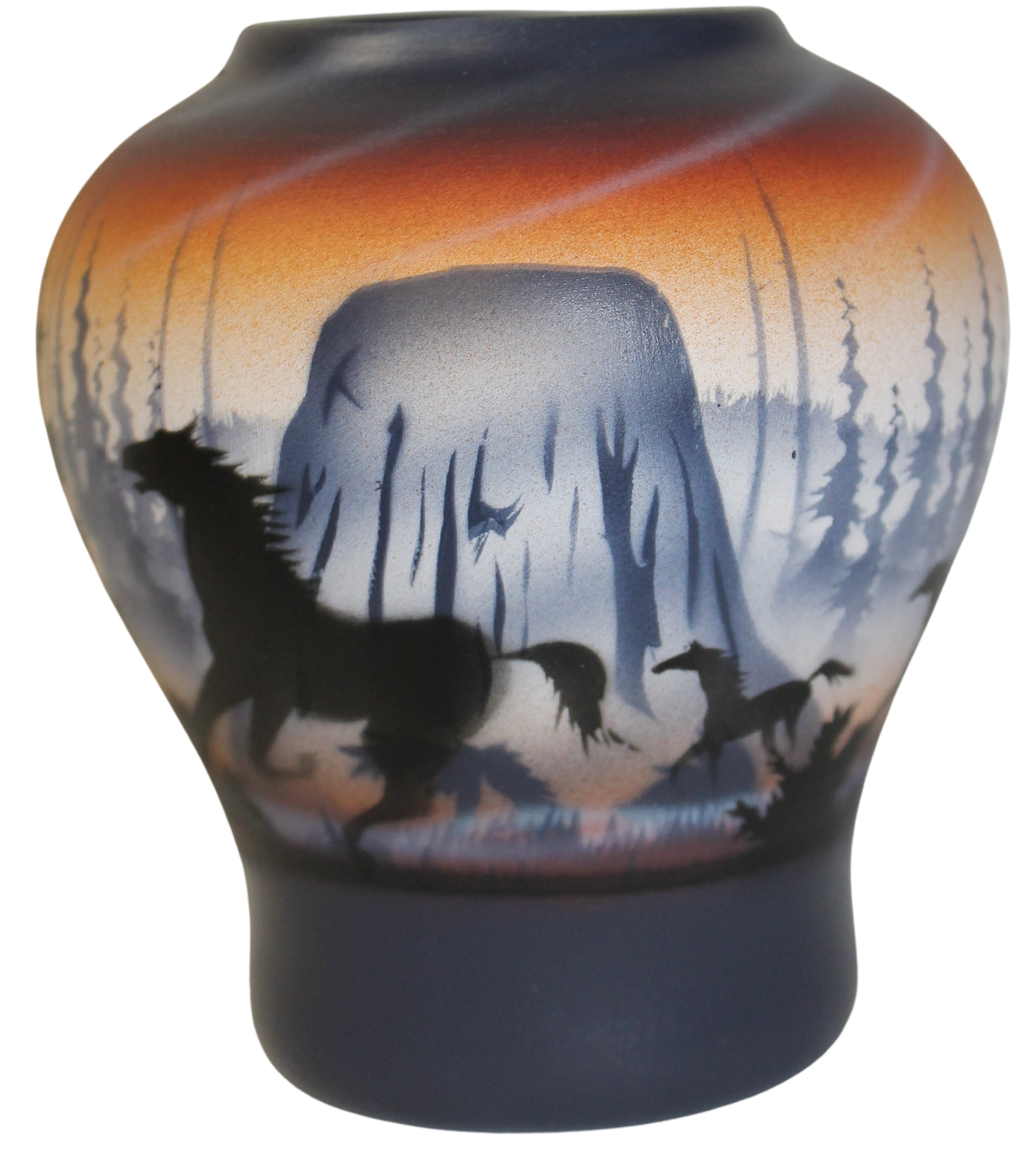 dtm2 Devils Tower Horses 5 x 5 1/2 Vase
