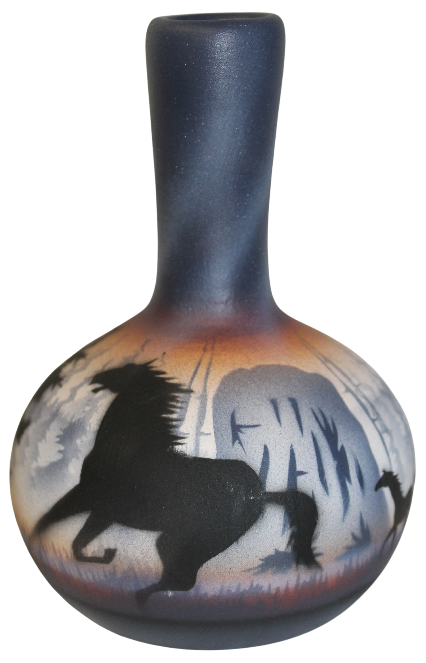 DTS3 Devils Tower Horses 1/2 x 5 1/2 Ball Vase