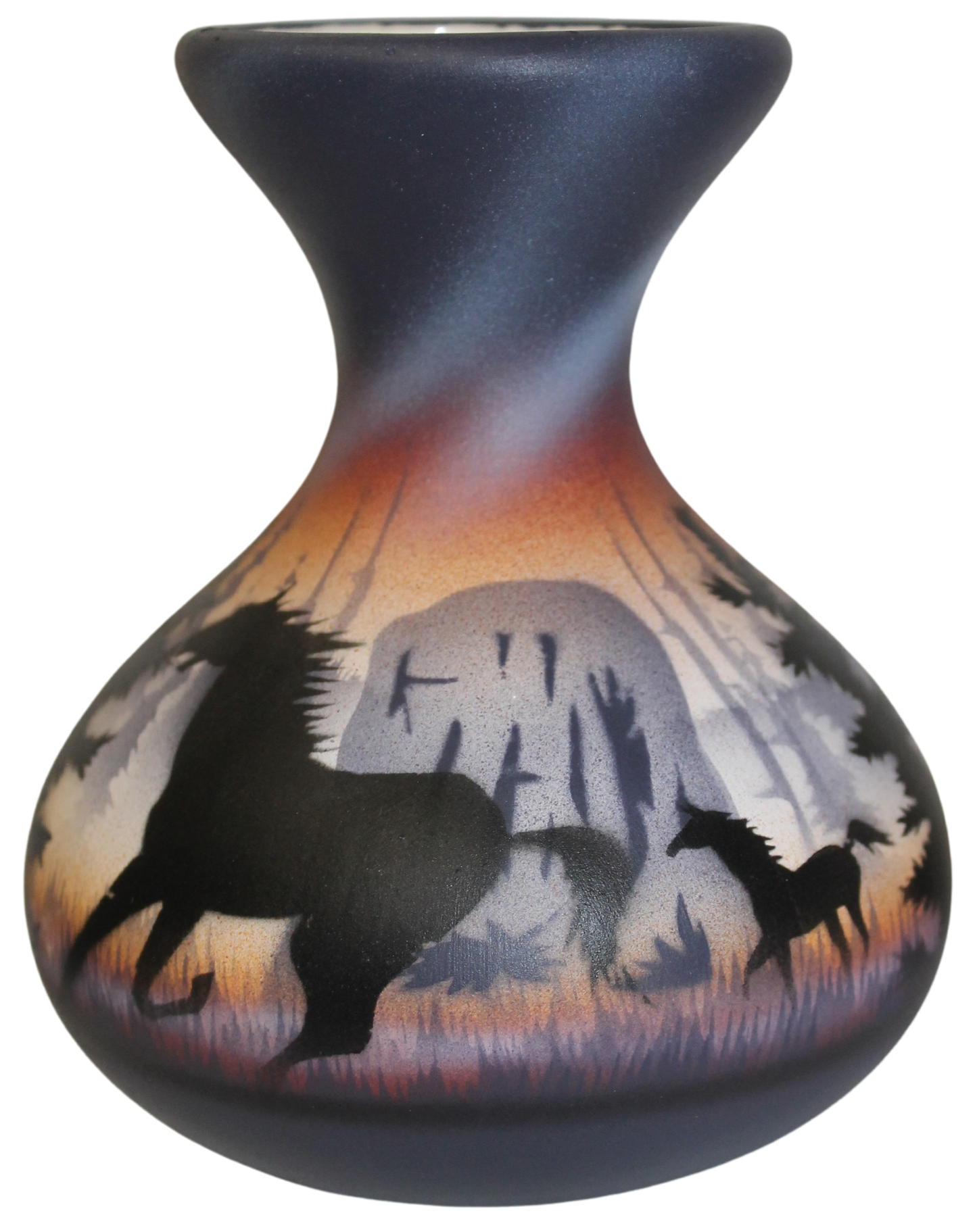 DTS5 Devils Tower Horses 4 x 5 Bud Vase