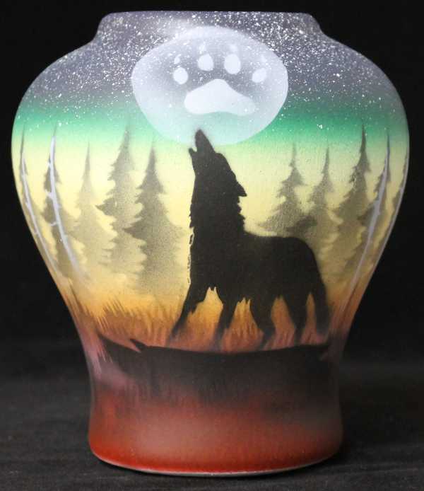 WSM2 Woodland Shadows - Wolf 5 x 5 1/2 Vase