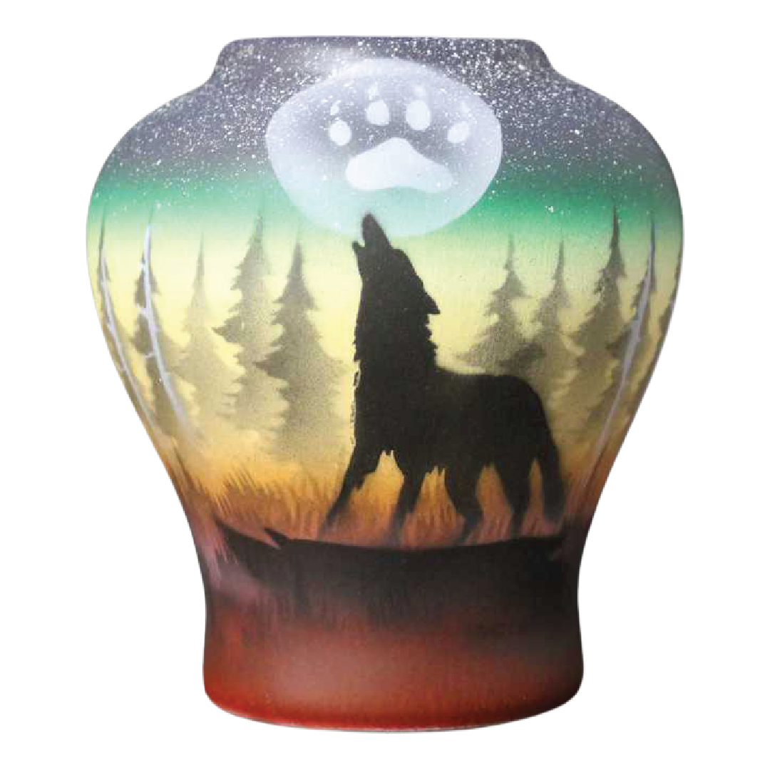 WSM2 Woodland Shadows - Wolf 5 x 5 1/2 Vase