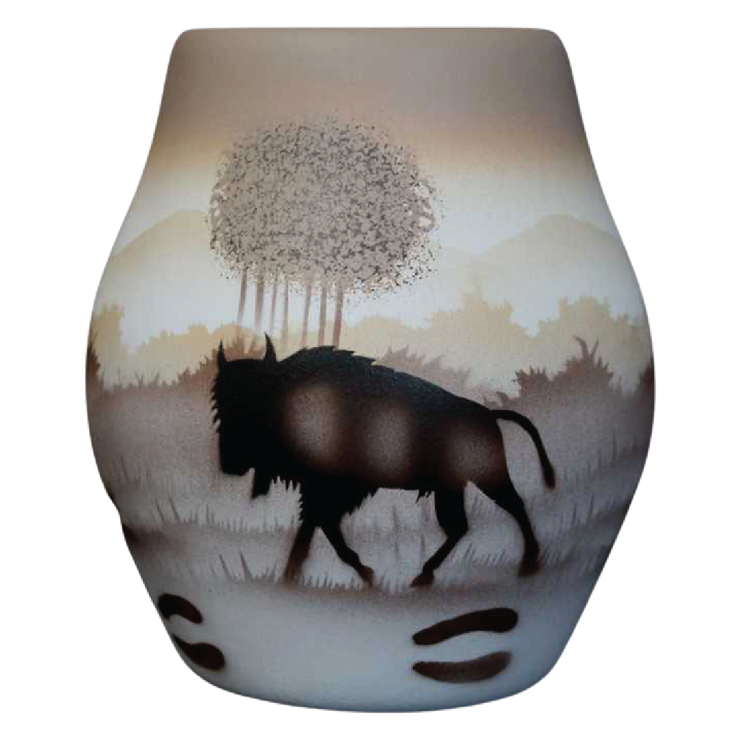 64021 Back Country Tracks Buffalo 4 1/2 x 5 1/2 Vase