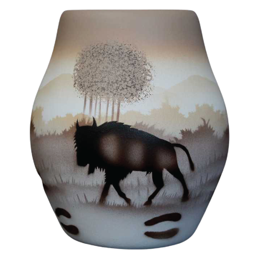 64021 Back Country Tracks Buffalo 4 1/2 x 5 1/2 Vase