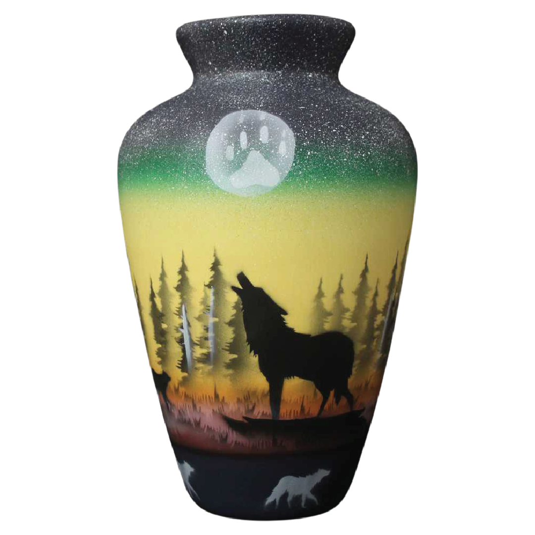 WSC4 Woodland Shadows - Wolf 8 x 12 1/2 Vase