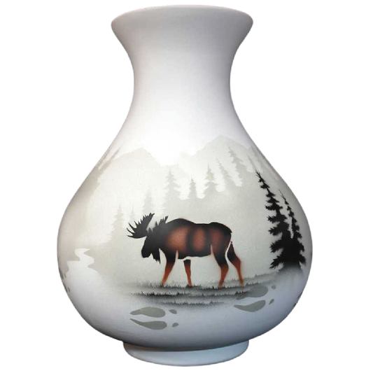 60136 High Country Tracks Moose 10 1/2 x 14 1/2 Vase
