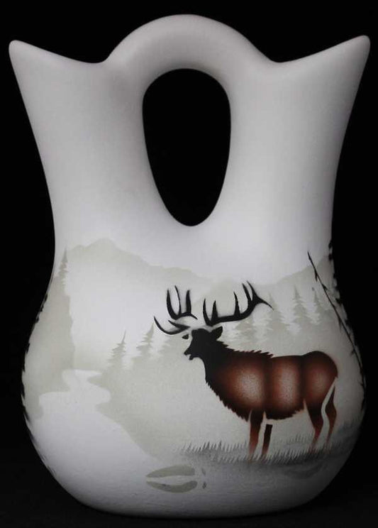 63025 High Country Tracks Elk 5 1/2 x 8 Wedding Vase