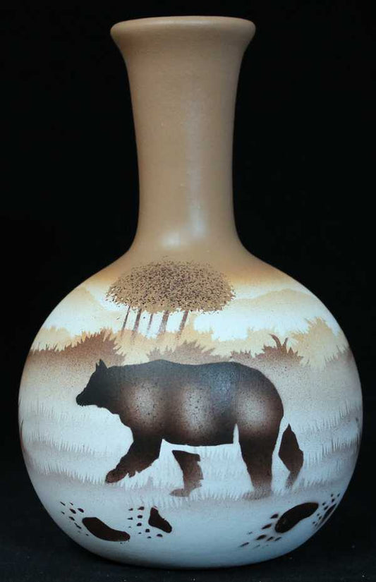 67031 Back Country Tracks Buffalo 4 1/2 x 7 1/2 Ball Vase