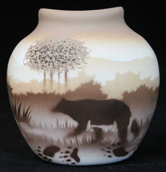 67141 Back Country Tracks Bear 3 x 3 Pillow Vase