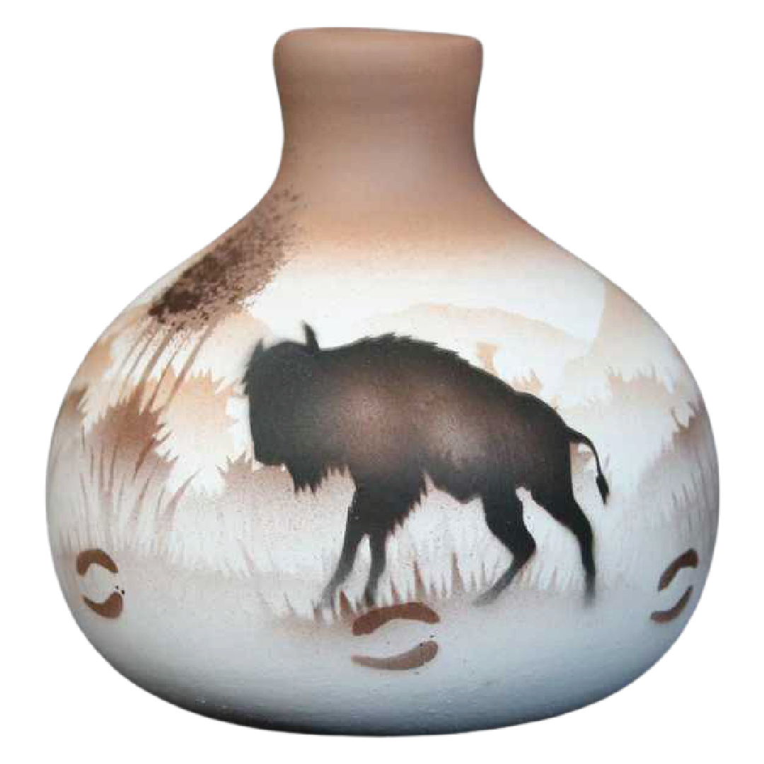 64083 Back Country Tracks Buffalo 3 1/2 x 3 1/2 Ball Vase