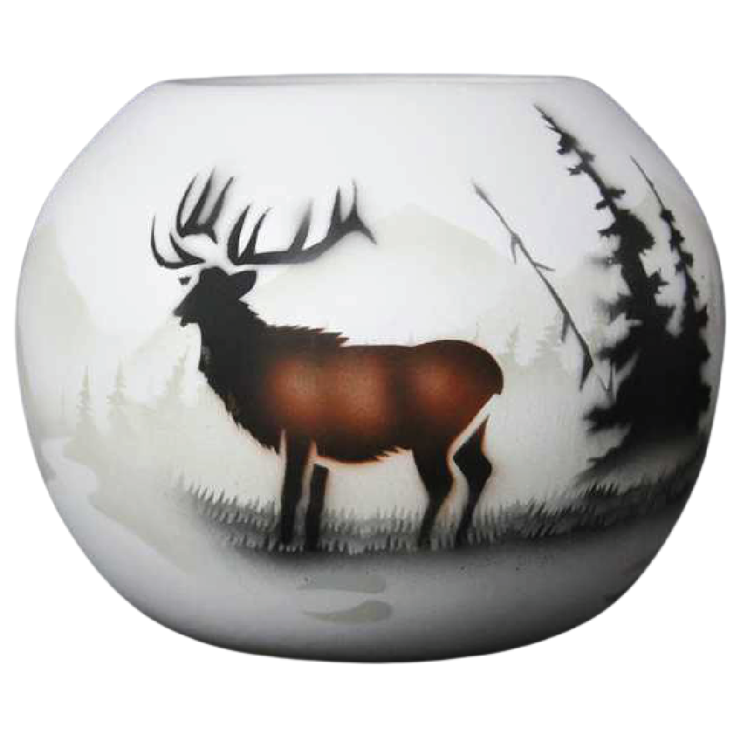 63089 High Country Tracks Elk 6 x 5 Anasazi Bowl