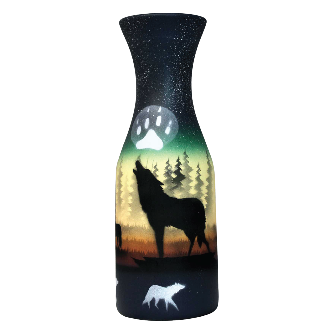 WSE1 Woodland Shadows - Wolf 4 1/2 x 11 1/2 Flower Vase