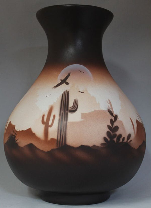 46136 Brown Sonora Desert  10 1/2 x 14 1/2 Vase