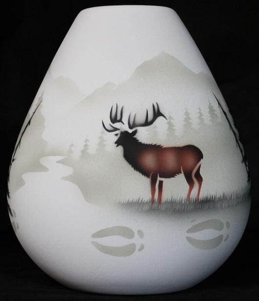 63100 High Country Tracks Elk 8 1/2 x 9 Pillow Vase