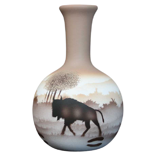 64031 Back Country Tracks Buffalo 4 1/2 x 7 1/2 Ball Vase