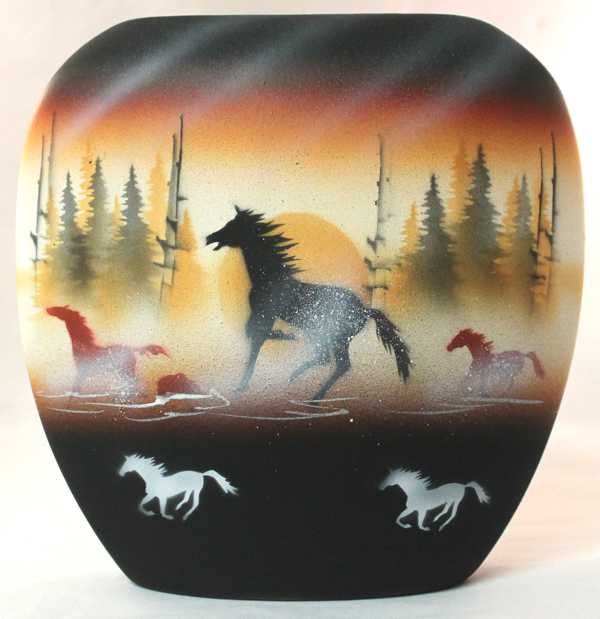 BFE3 Born Free Horses 8 1/2 x 8 1/2 Pillow Vase