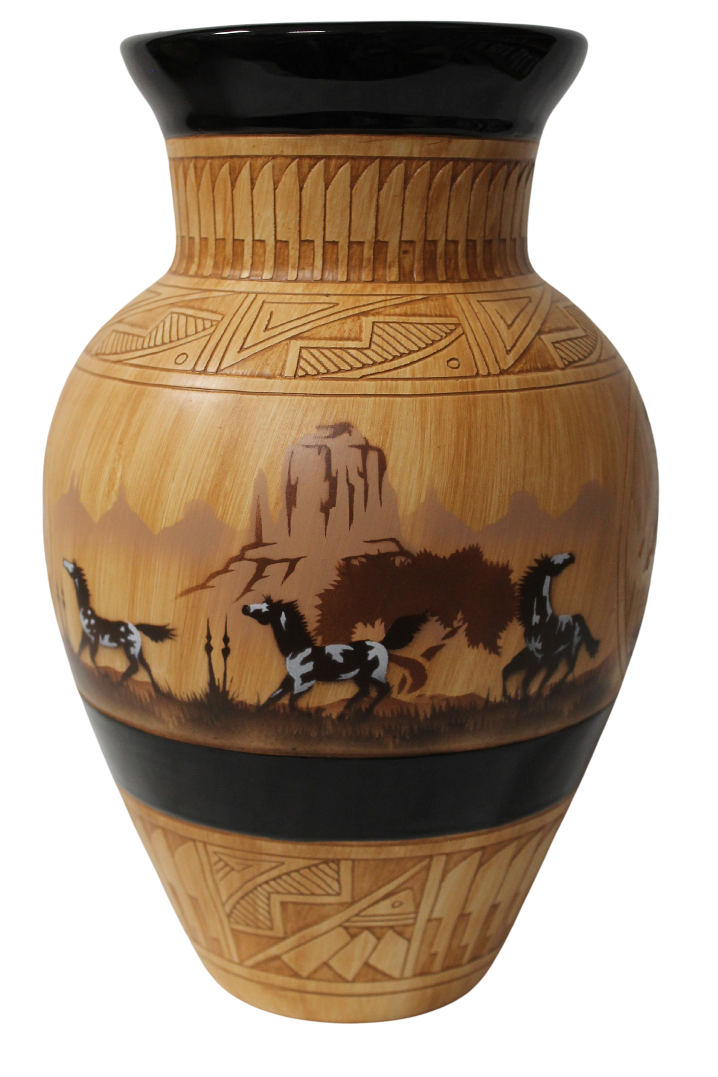 Navajo Etched Woodgrain Finish Collector Piece by James Benally -(JBW155A)