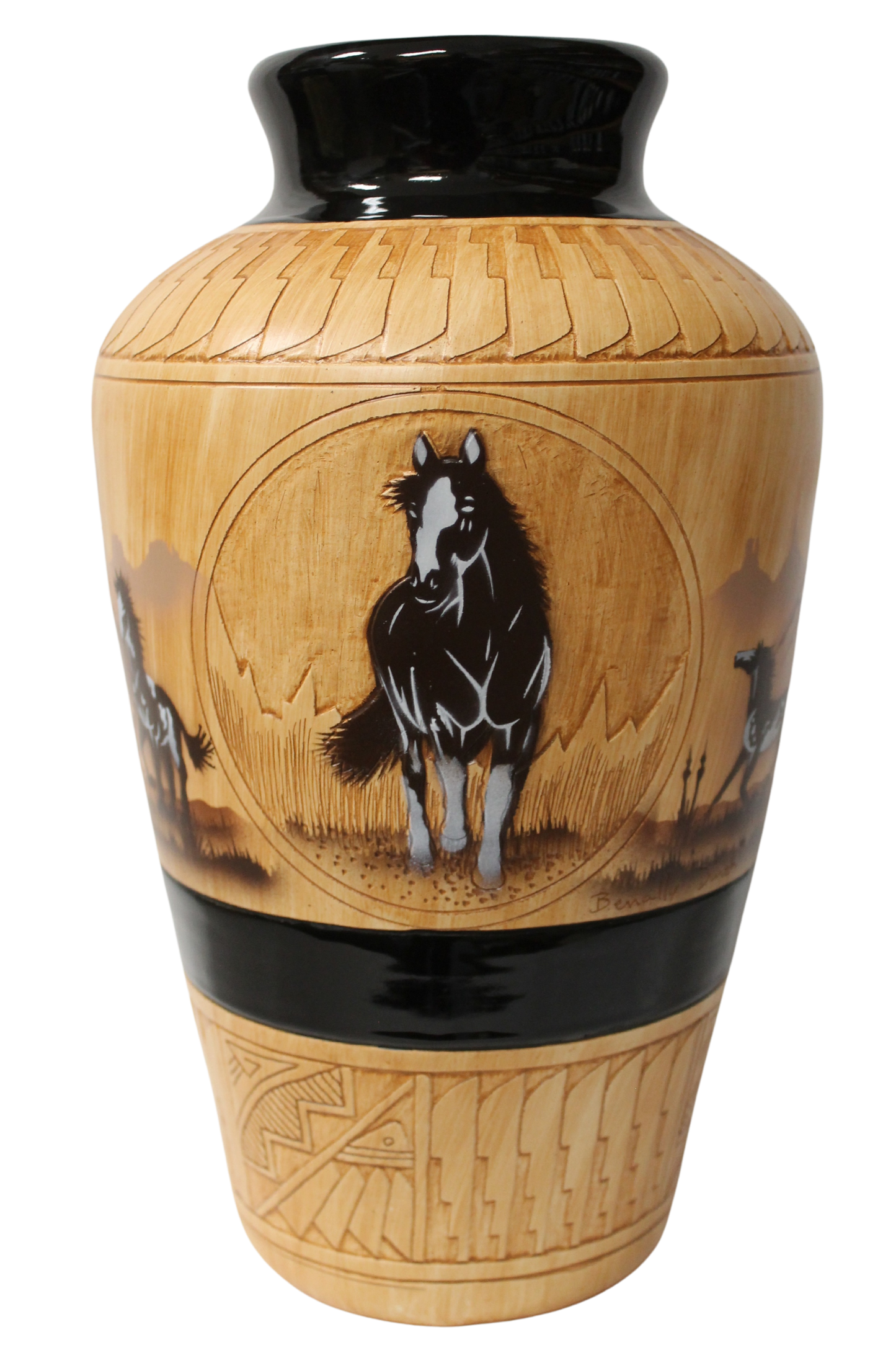 Navajo Etched Woodgrain Finish Collector Piece by James Benally -(JBW176B)