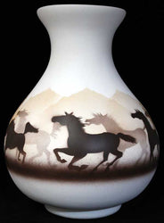 33136 Wild Horses  10 1/2 x 14 1/2 Vase