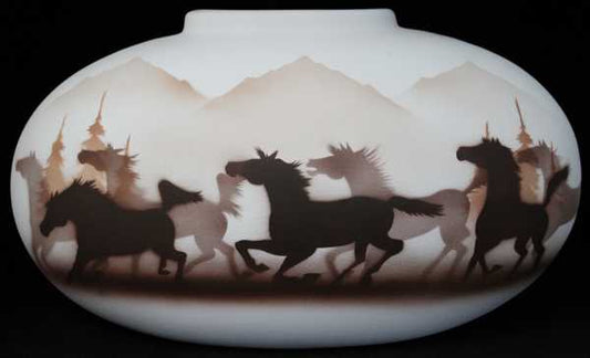 33142 Wild Horses  16 1/2 x 10 1/2 Pillow Vase