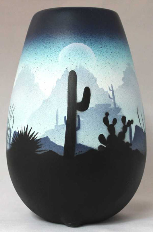 44091 Blue Sonora Desert  6 x 8 1/2 Vase