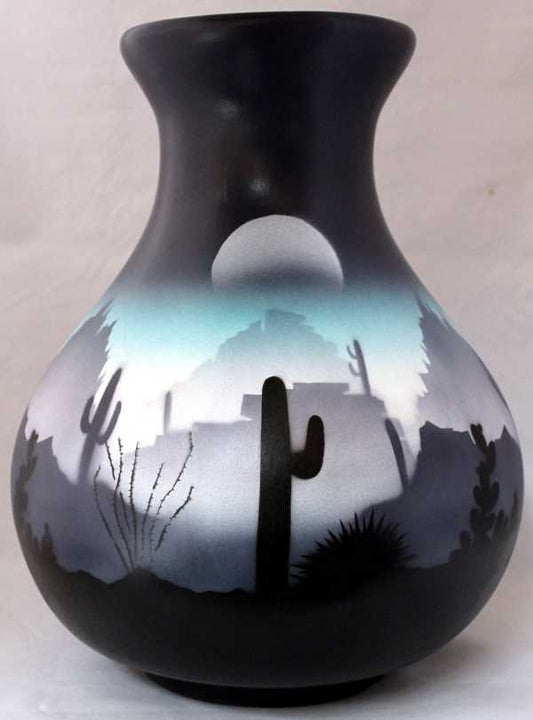 44136 Blue Sonora Desert  10 1/2 x 14 1/2 Vase