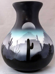 44136 Blue Sonora Desert  10 1/2 x 14 1/2 Vase