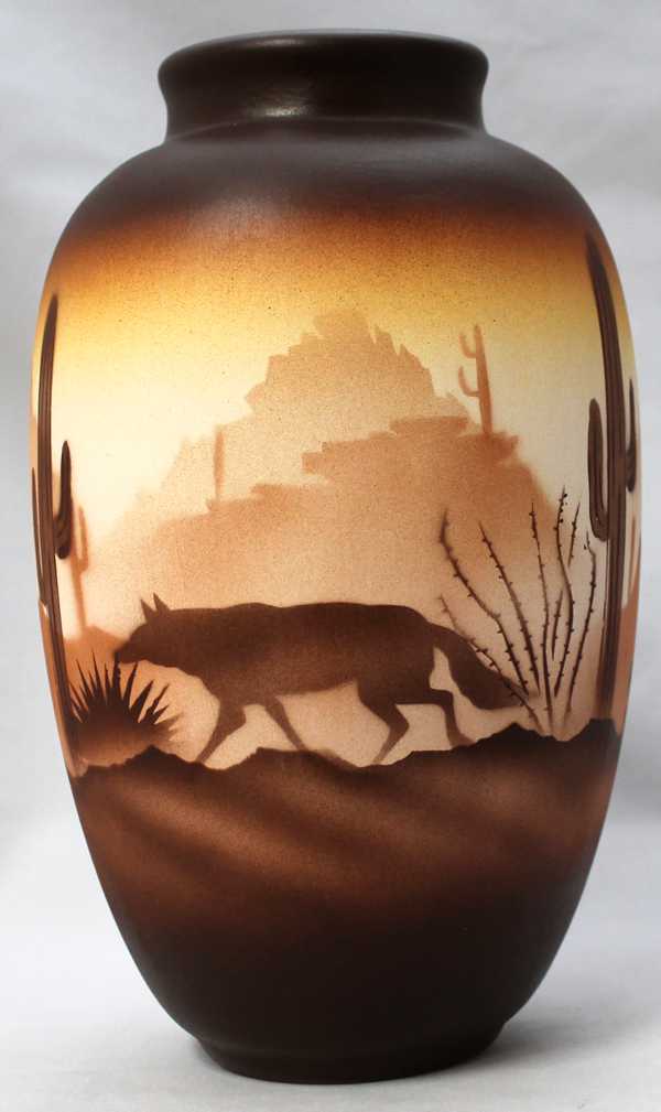 46033 BrownBlue Sonora Desert  6 x 10 Ginger Jar