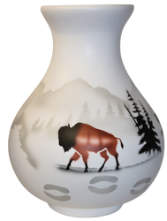 54136 High Country Tracks Buffalo 10 1/2 x 14 1/2 Vase