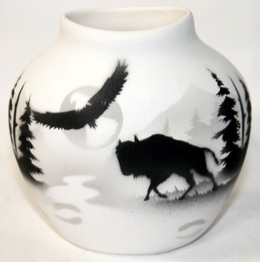 54141 High Country Tracks Buffalo 3 x 3 Pillow Vase