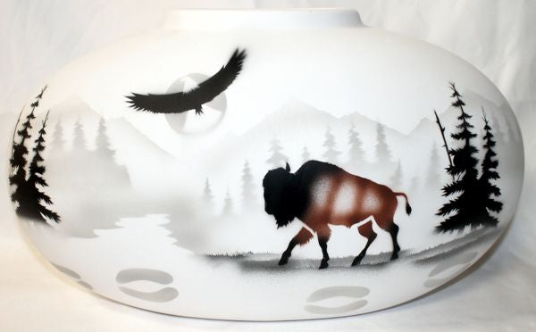 54142 High Country Tracks Buffalo 16 1/2 x 10 1/2 Pillow Vase