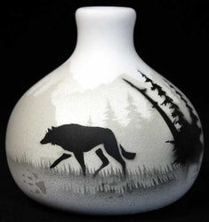 61083 High Country Tracks Wolf 3 1/2 x 3 1/2 Ball Vase