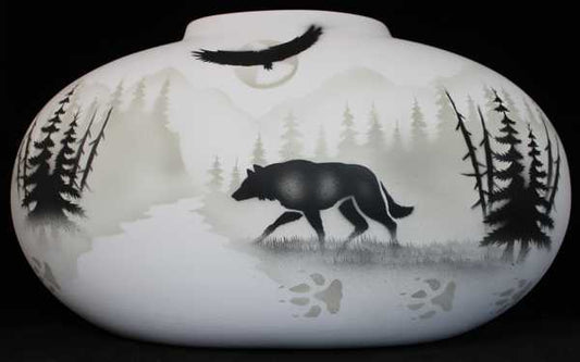 61142 High Country Tracks Wolf 16 1/2 x 10 1/2 Pillow Vase