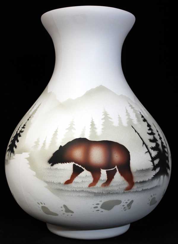 62136 High Country Tracks Bear 10 1/2 x 14 1/2 Vase