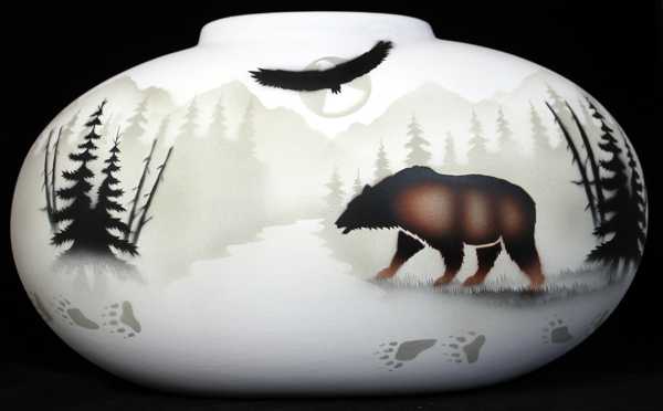 62142 High Country Tracks Bear 16 1/2 x 10 1/2 Pillow Vase