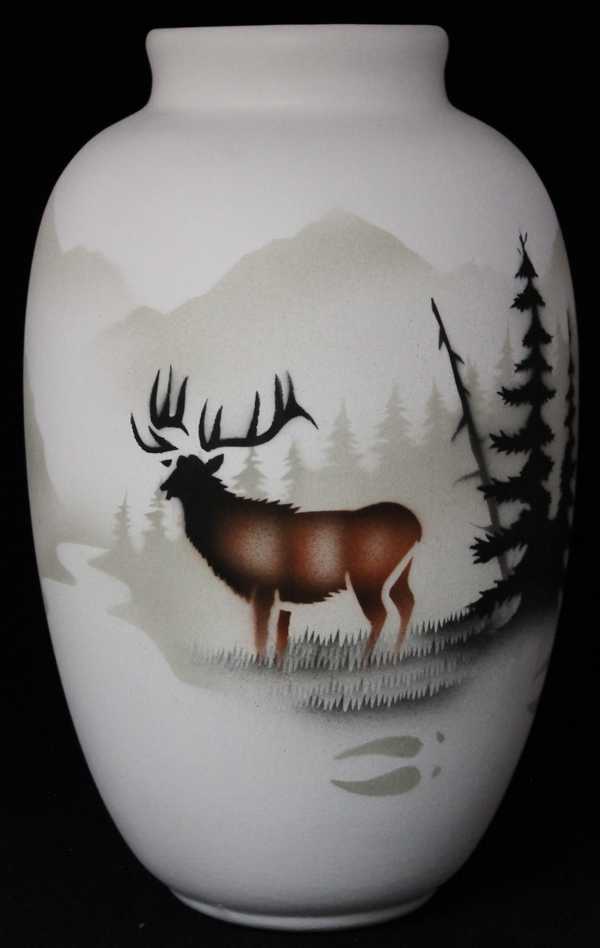 63033 High Country Tracks Elk 6 x 10 Ginger Jar