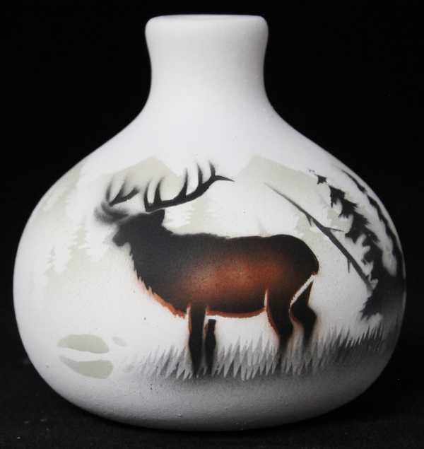 63083 High Country Tracks Elk 3 1/2 x 3 1/2 Ball Vase