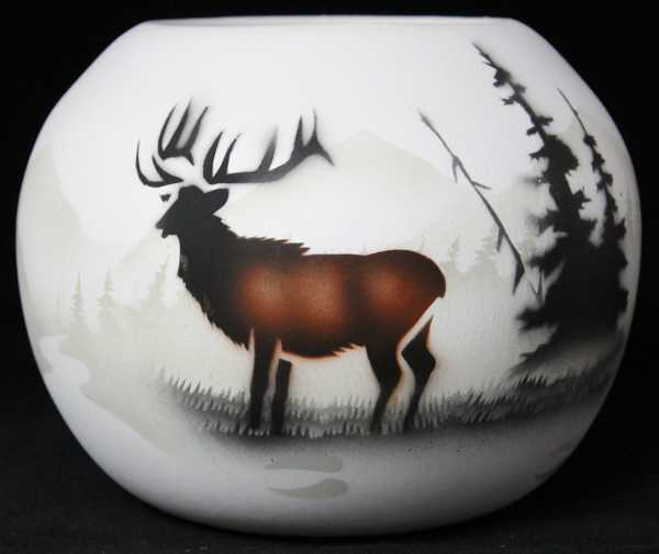 63089 High Country Tracks Elk 6 x 5 Anasazi Bowl