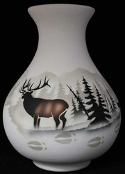 63136 High Country Tracks Elk 10 1/2 x 14 1/2 Vase
