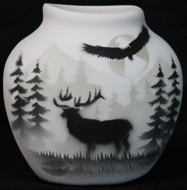 63141 High Country Tracks Elk 3 x 3 Pillow Vase