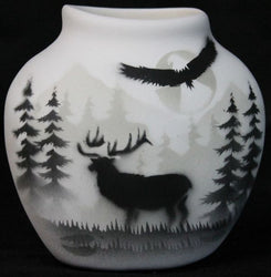 63141 High Country Tracks Elk 3 x 3 Pillow Vase