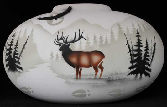 63142 High Country Tracks Elk 16 1/2 x 10 1/2 Pillow Vase