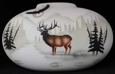 63142 High Country Tracks Elk 16 1/2 x 10 1/2 Pillow Vase