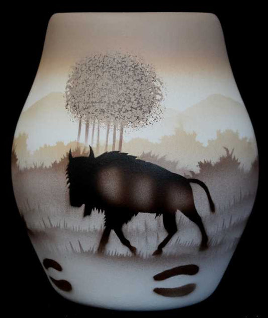 64021 Back Country Tracks Buffalo 4 1/2 x 5 1/2 Vase