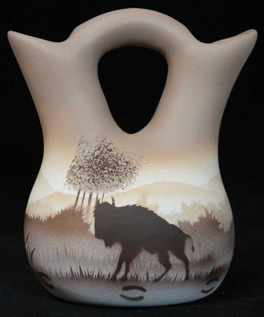 64023 Back Country Tracks Buffalo 4 1/2 x 5 1/2 Wedding Vase
