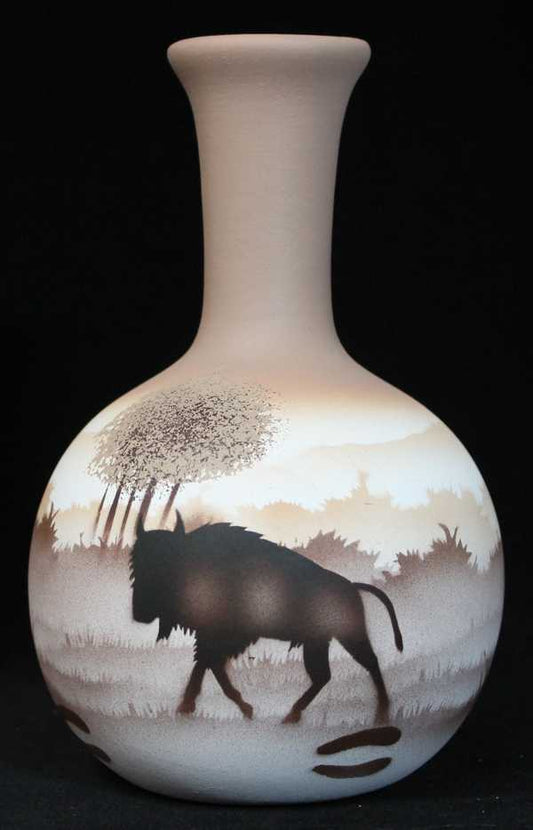 64031 Back Country Tracks Buffalo 4 1/2 x 7 1/2 Ball Vase