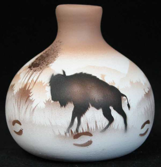 64083 Back Country Tracks Buffalo 3 1/2 x 3 1/2 Ball Vase