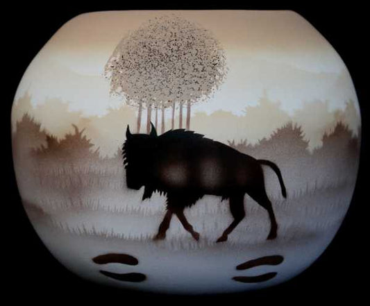 64089 Back Country Tracks Buffalo 6 x 5 Anasazi Bowl